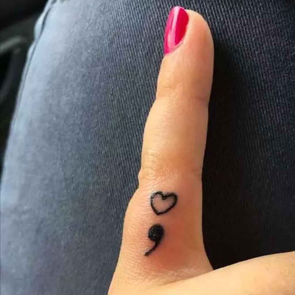 semicolon tattoo meaning on finger